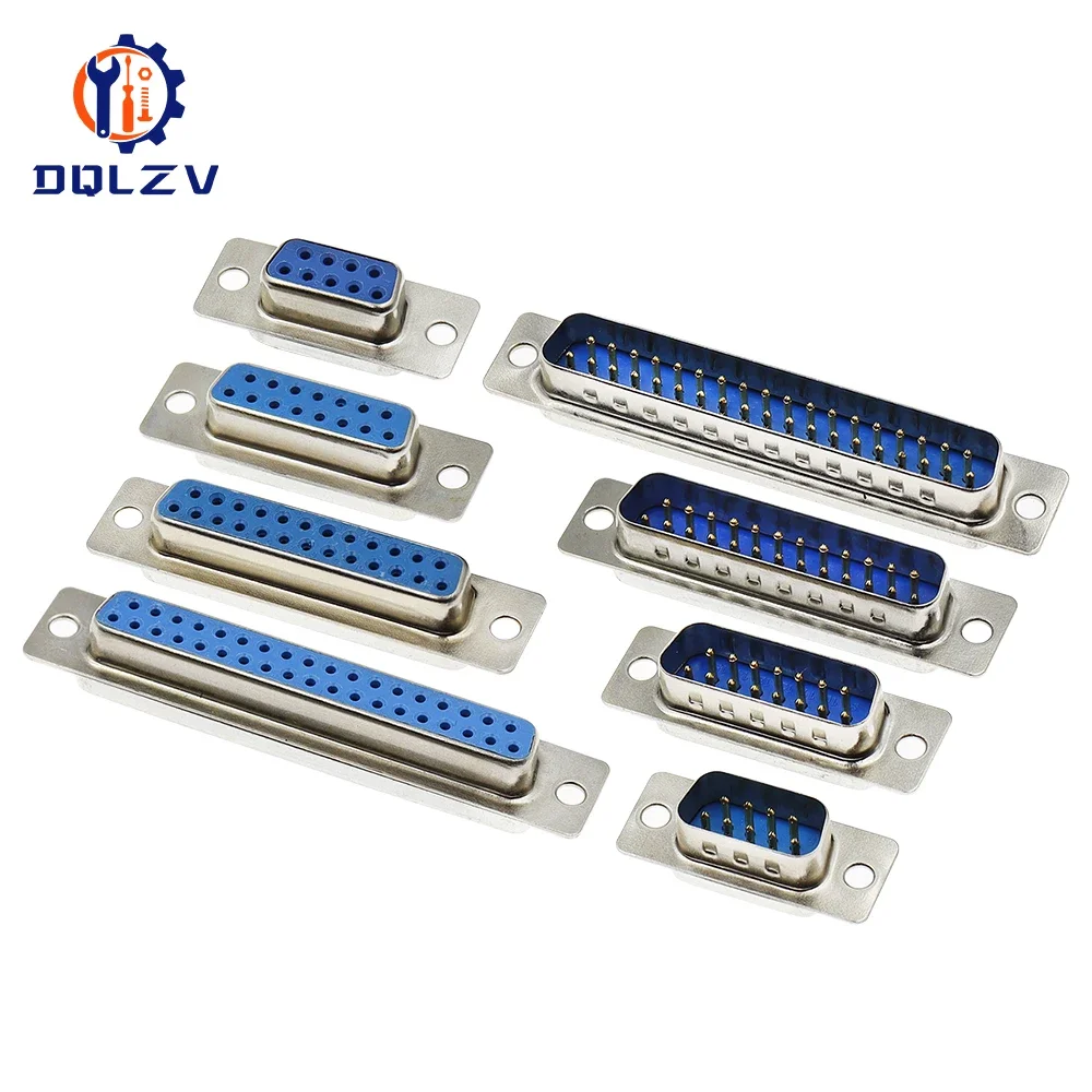 5PCS D-SUB 9 15 25 37 Pin Männlich Weiblich Solder Typ Stecker DIP Gerade Montieren Serial Port Adapter 2 reihen DB9 DB15 DB25 DB37 Image