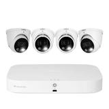 Lorex 4K 16 Camera Capable (8 Wired and 8 Fusion Wi-Fi ) 2TB NVR Recorder with Four (4) Lorex 4K Ultra HD Smart Deterrence IP Dome Camera with Smart Motion Detection bundle