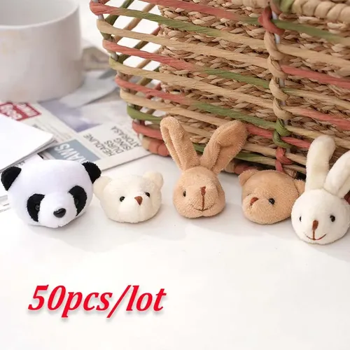 50 stücke Tier Teddybär Kopf Plüschtiere Cartoon Bär Panda Kaninchen kopf ausgestopfte Puppe DIY