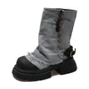 2023 neue Design-Stil Hosen Stiefel Damenmode Denim kurze Stiefel lässige Plattform Schuhe Cowboys tiefel für Frauen Gothic Schuhe
