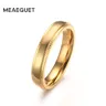 Meaeguet Trendy Frauen Ringe Gold-Farbe Prägung Edelstahl Ring für Dame Hochzeit Schmuck