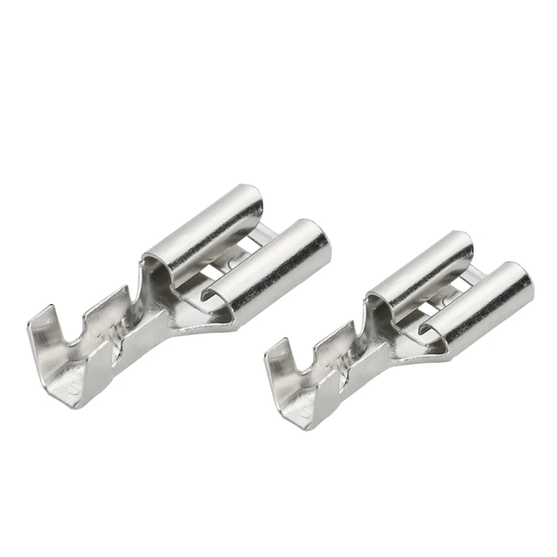 100 Teile/los 2,8/4,8/6,3mm Weibliche und Männliche Crimp Terminal Stecker Silber Auto Lautsprecher Elektrische Draht Anschlüsse set Image