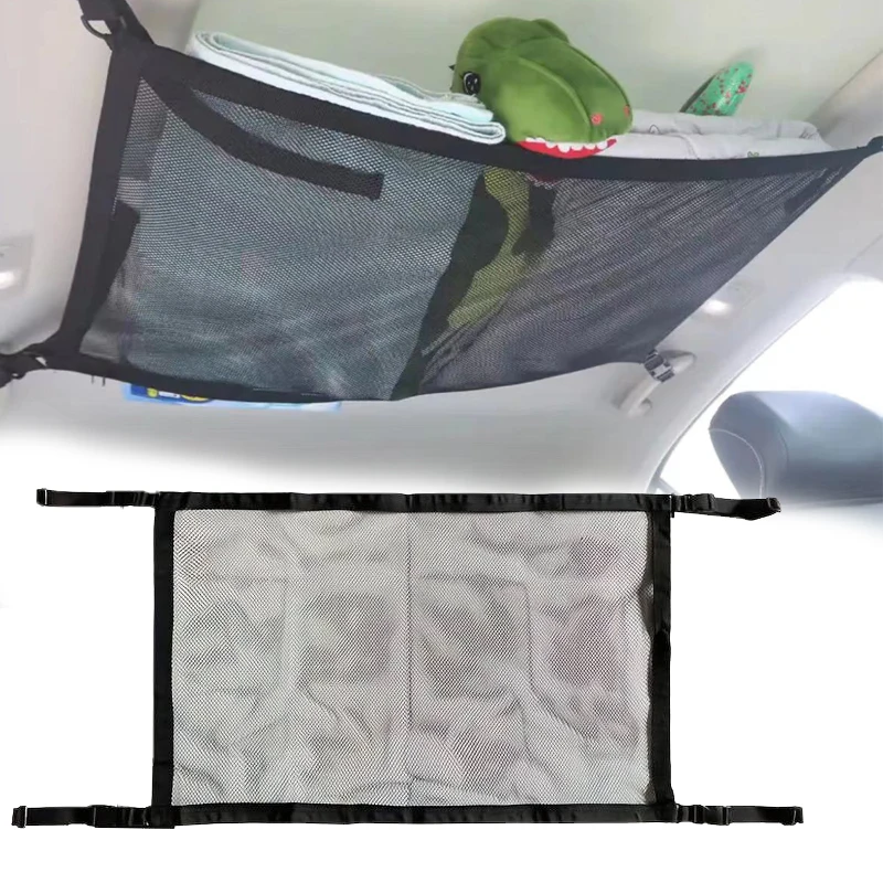 SUV Auto Decke Lagerung Net Tasche Auto Dach Tasche Innen Cargo Net Atmungsaktive Mesh Tasche Auto Verstauen Aufräumen Innen Zubehör Image