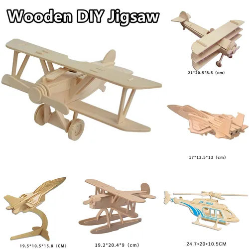 Holz DIY Puzzle hand gefertigt montieren Malerei Flugzeug Flugzeug Modell Spielzeug für Kinder