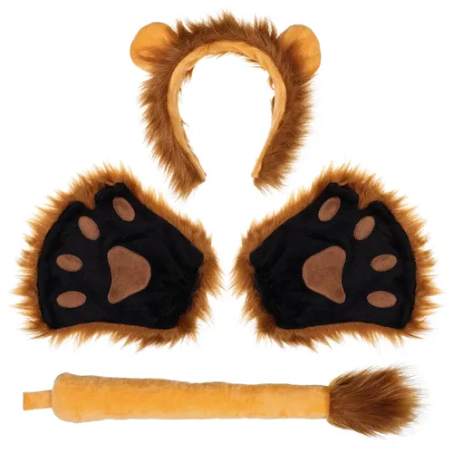 Frcolor schöne Löwe Cosplay Kostüm Kit Halloween Kostüm Löwen pfote Stofftiere Ohren Stirnband und