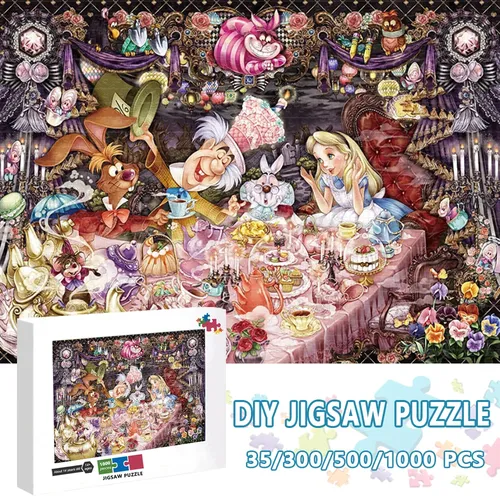 Disney Anime Puzzles 35/300/500/1000 Stück Puzzles für Erwachsene Alice Im Wunderland Puzzle