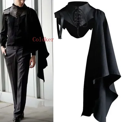 Mittelalterlichen Party Anime Cosplay Kostüme Männer Gothic Ritter Einzigen Hülse Schal Rüstung Viking Pirate Mantel Mit Kapuze Capes Soldat Tops Image