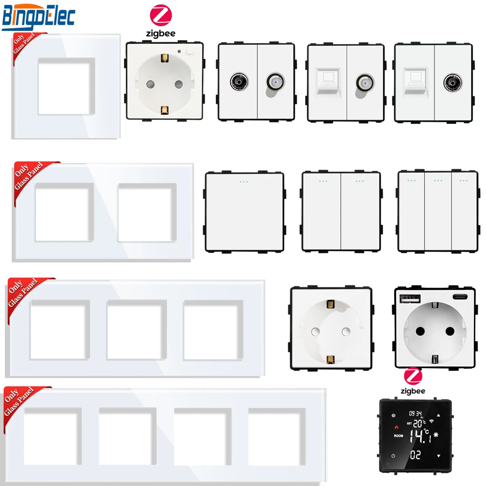 Zigbee smart bodenheizung thermostat led sensor elektrischer wasser gaskessel zigbee/usb/eu wand steckdose ohne rahmen tuya alexa Image