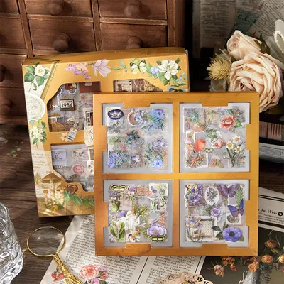 Mr. Papier 100Pcs/Box Vintage Anlage PET Aufkleber Kreative Blumen Hand Konto Material Dekorative Image
