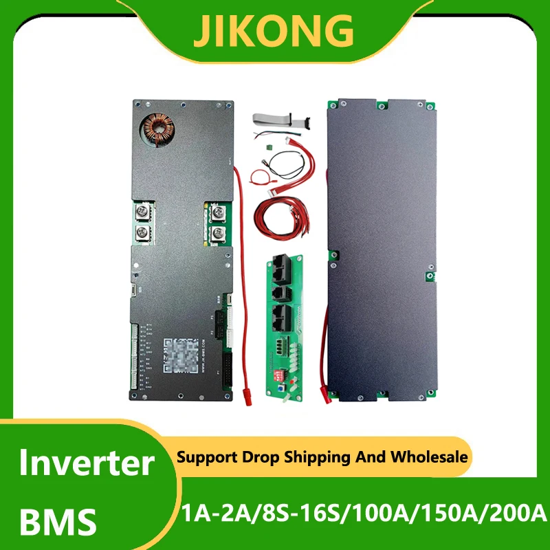 JK Wechselrichter BMS PB2A16S20P 200A 16S 48V 1A 2A Active Balance Lifepo4 Batterie 8S 24V 100A 150A RS485 RS232 BT Li-Ion Camping Pack Image
