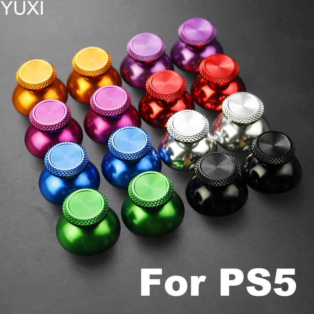 YUXI 2PCS Metall Analog Joystick Thumb-Stick Grip Cap Ersatzteile für PS5 Controller Thumbstick Ersatz Image
