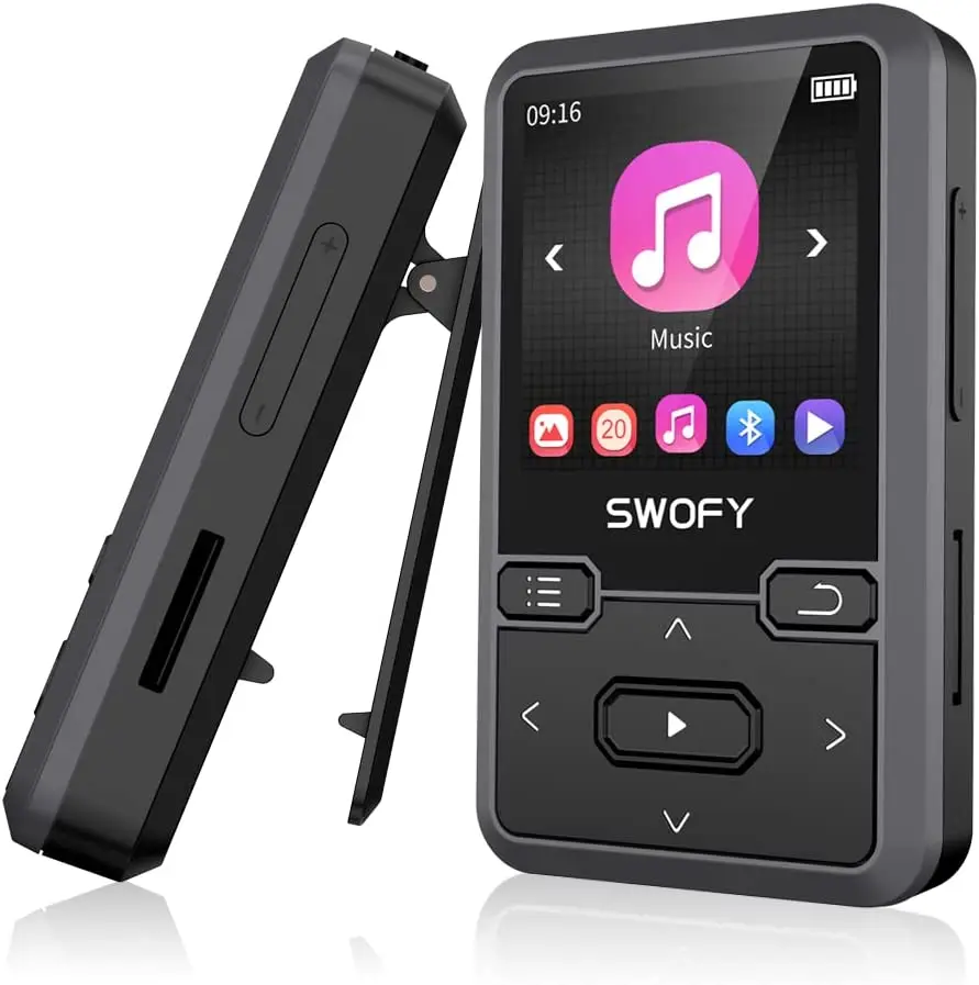 32GB Clip Mini tragbarer tragbarer MP3-Player mit Bluetooth 5,0 bis 128GB TF-Karte (schwarz) Image