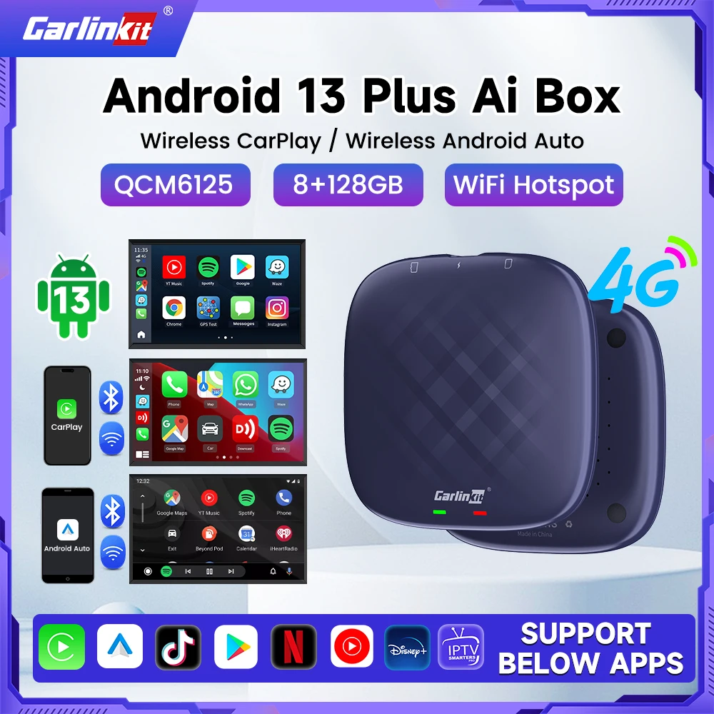 Carlinkit CarPlay Ai Box Qualcomm 6125 8-Core-CPU Android 13.0 Wireless CarPlay Android Auto für OEM-Auto Eingebautes kabelgebundenes CarPlay Image