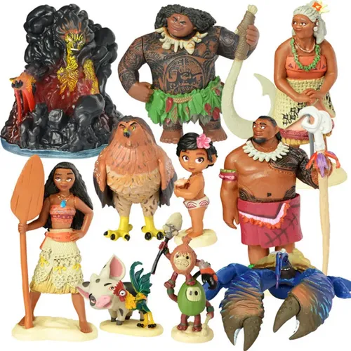 6/10 stücke Set Disney Film Moana Figur Puppen Set Halbgott Maui Moana Waialiki Heihei Action figur