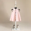 Mädchen Kleider Kinder kleidung Baumwolle rosa Plaid Sommer Mode Baby Einreiher Hemd Kleid 3-10y