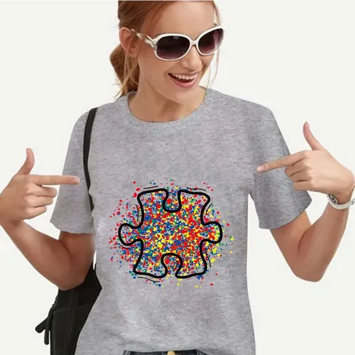 Autismus Bewusstsein T-Shirt für Frauen Harajuku Grafik Tops Autismus Liebe Puzzle T-Shirt Kurzarm