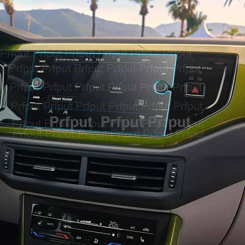 Displayschutzfolie aus gehärtetem Glas für Volkswagen Taigo 2022, Auto-Infotainment-Radio, GPS-Navigation, Innenraum Image