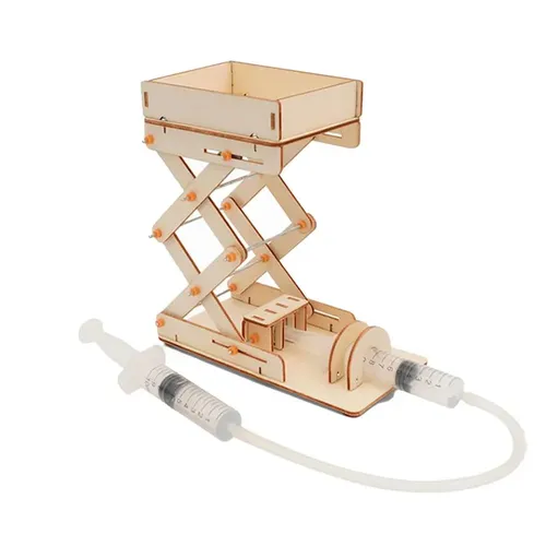 DIY Holz hydraulische Hebebühne Modell Spielzeug Kinder Wissenschaft Technologie Physik Ziegel Kit