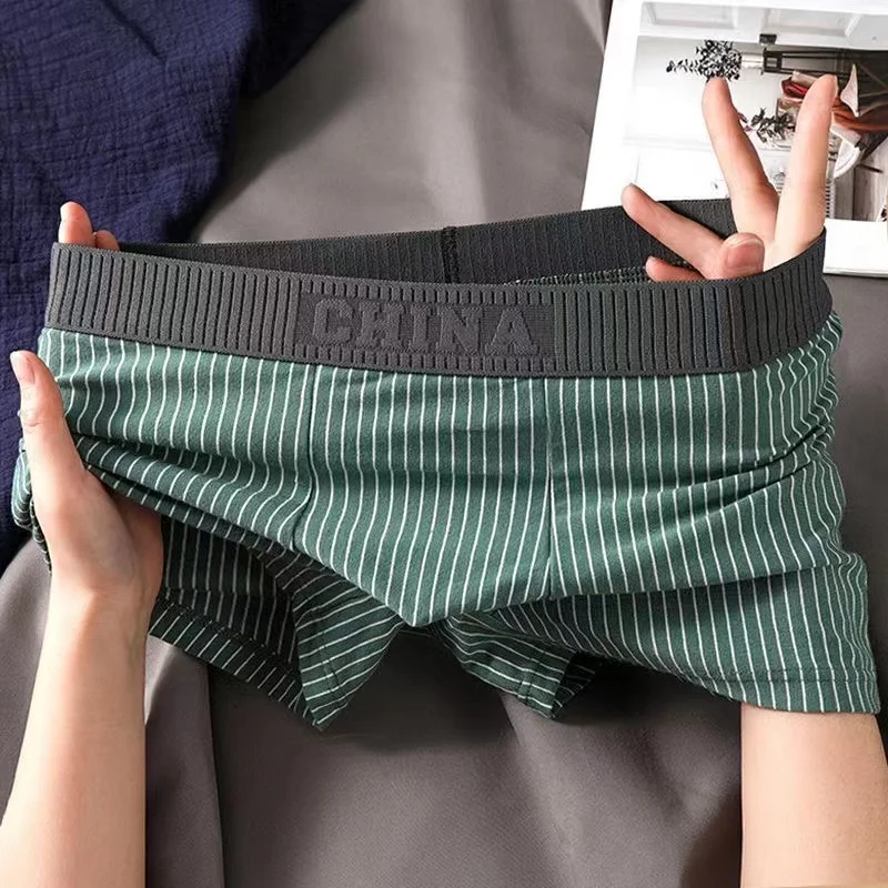 1 Stück Boxershorts Herren Unterwäsche sexy Höschen Baumwolle gestreifte Mann Unterhose männliche Boxer homme u konvexe Dessous versand kostenfrei