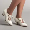 Damen Mary Jane Schuhe neue hohl gebundene High Heels spitze klobige Absätze plus Größe Damenschuhe
