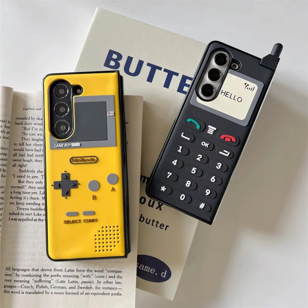 3D süße Antenne Game Boy Gamepad Retro klassische Handyhülle für Samsung Galaxy Z Fold 7 6 5 4 Hartplastik Silikon Rüstung Abdeckung Image