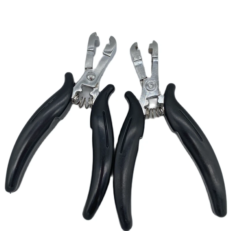 1 x flache Zange mit schwarzem Griff, 6 mm Nut, für vorgebundene Haarverlängerungen, Friseurwerkzeuge, Haarstyling-Klemme Image