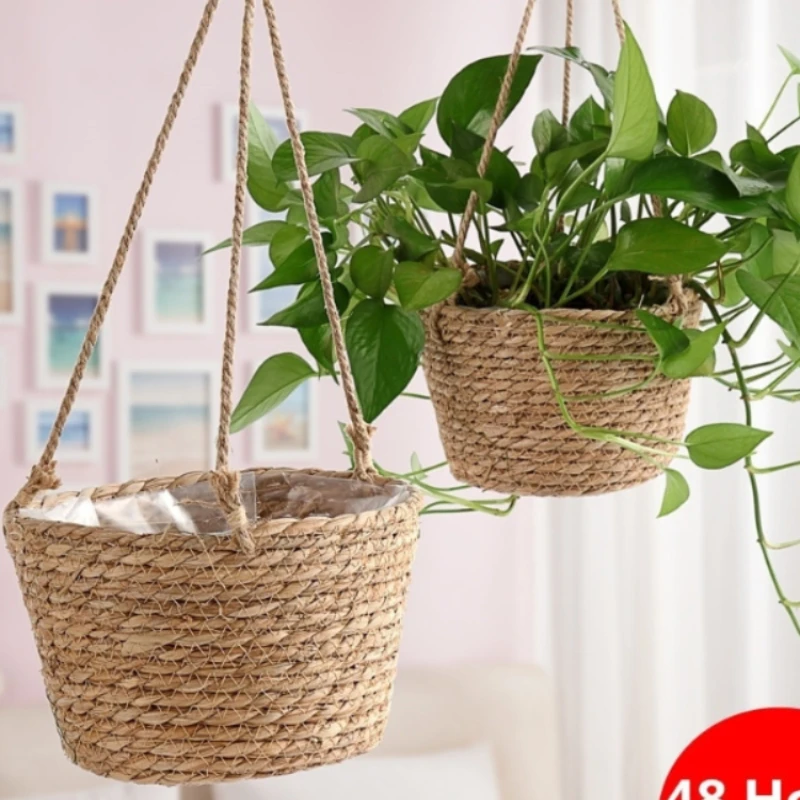Garten hängen Pflanzer Makramee Pflanze Aufbewahrung skorb Jute Seil gewebt Indoor Outdoor Blumentopf halter Pflanze Kleiderbügel Wohnkultur Image