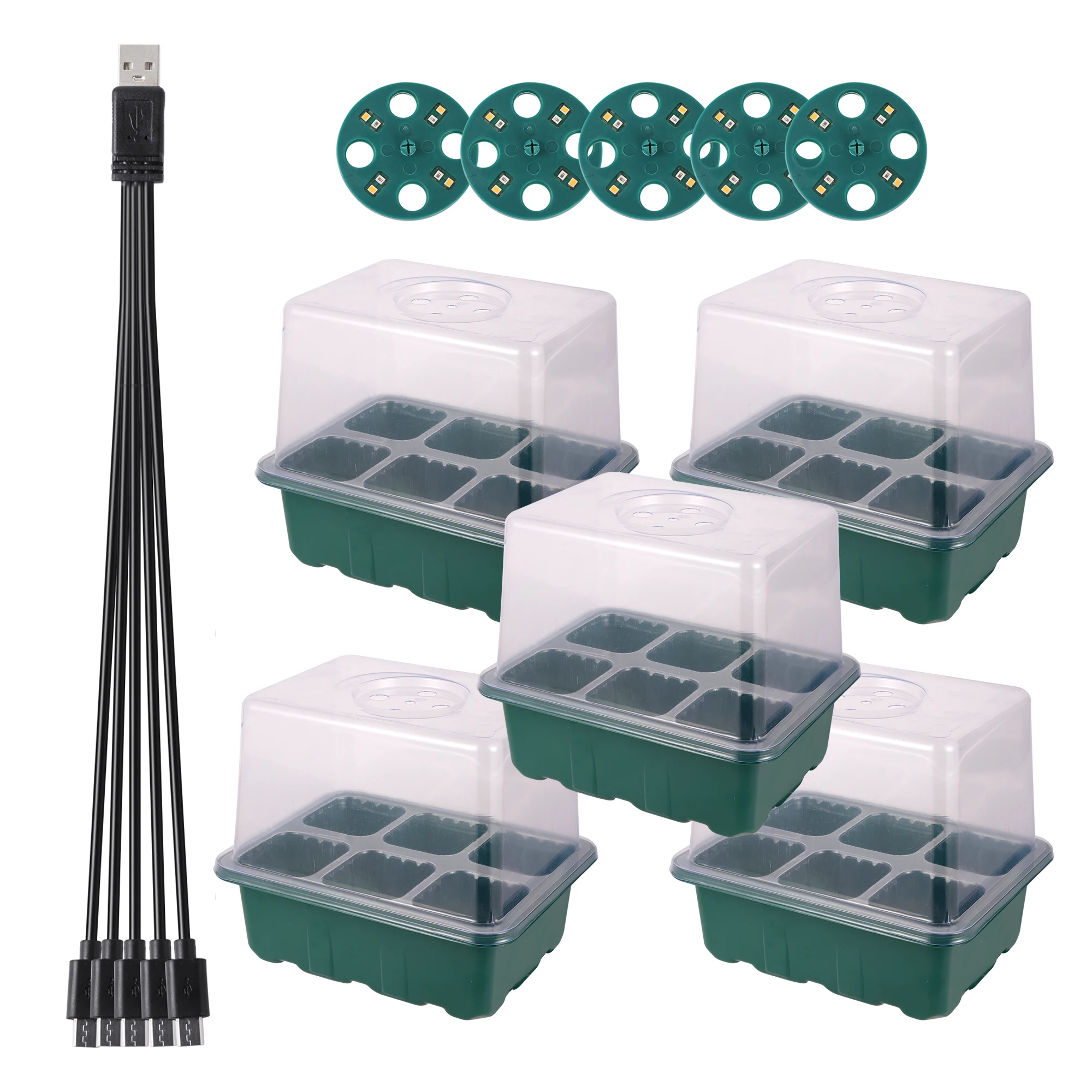 LED Wachsen Licht 6/12 löcher Samen Starter Trays Anlage Wachsen Box Sämling Tabletts Keimung Indoor Gartenarbeit Keimung werkzeug Image