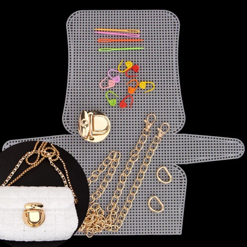 Kunststoff Mesh Tuch Für Tasche Machen DIY Handwerk Taschen Weben Material Latch Haken Taschen Hergestellt Kunststoff Gitter Haken Handwerk Zubehör Image