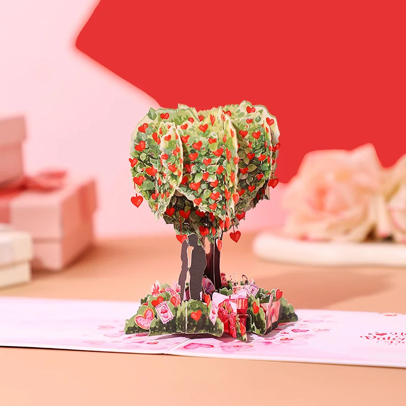 Valentinstag Herzform Baum Pop-up drei dimensionale Karte Gruß karte kreative Geschenk karte Herzform Baum für Paare Image