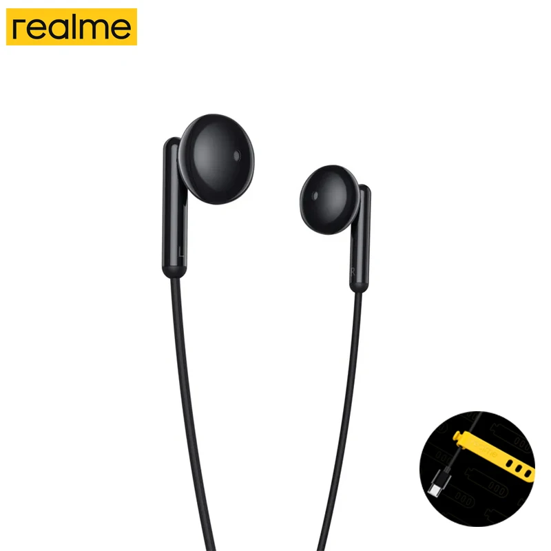 Realme Buds Classic Typ-C RMA2005 Kabelgebundener Kopfhörer Semi-in-Ear-Headset Computer Laptop Handy Universal HD Mic Call Ohrhörer Image