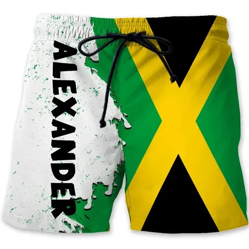 Jamaika Löwe Emblem Grafik Strand Shorts für Männer 3D-Druck jamaika nische Flagge Muster Hawaii Eis