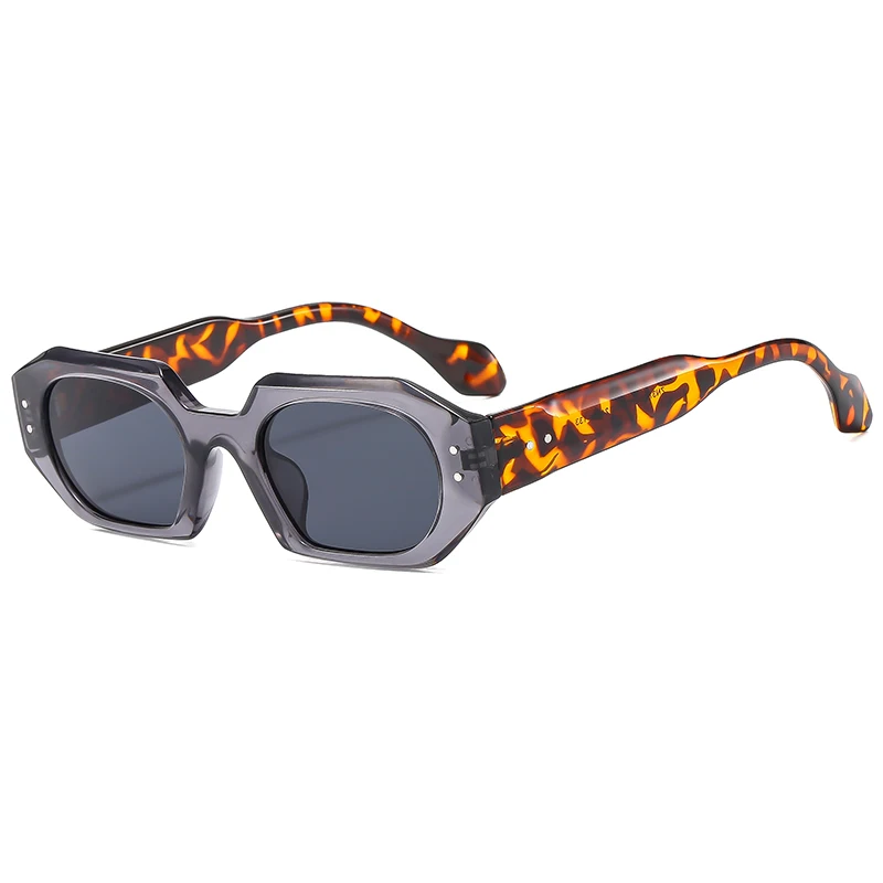 Farbkontrast Vielseitige Sonnenbrille Retro Unregelmäßige Polygonale Sonnenbrille Breites Bein Design Anti-Blaulicht-Brille Weiblich Image