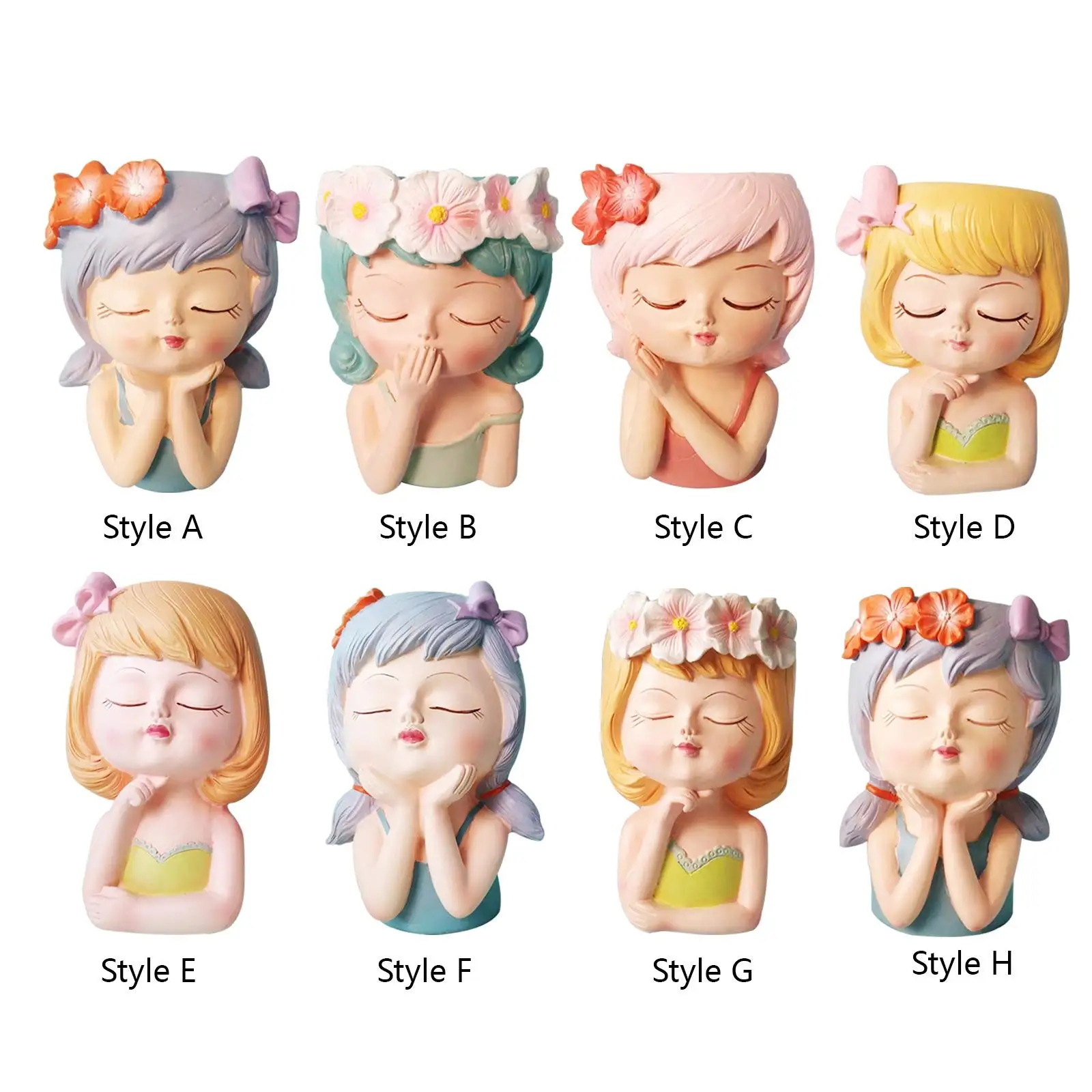 Gesicht Pflanzer Töpfe Tischplatte dekorative Dekor Blumenvase Statue Fee Blumentopf für Café Küche Salon Schlafzimmer Büro Image