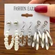 Silber Farbe Perle Creolen Set für Frauen Schmuck Pen dientes Vintage Kreis geometrische baumeln