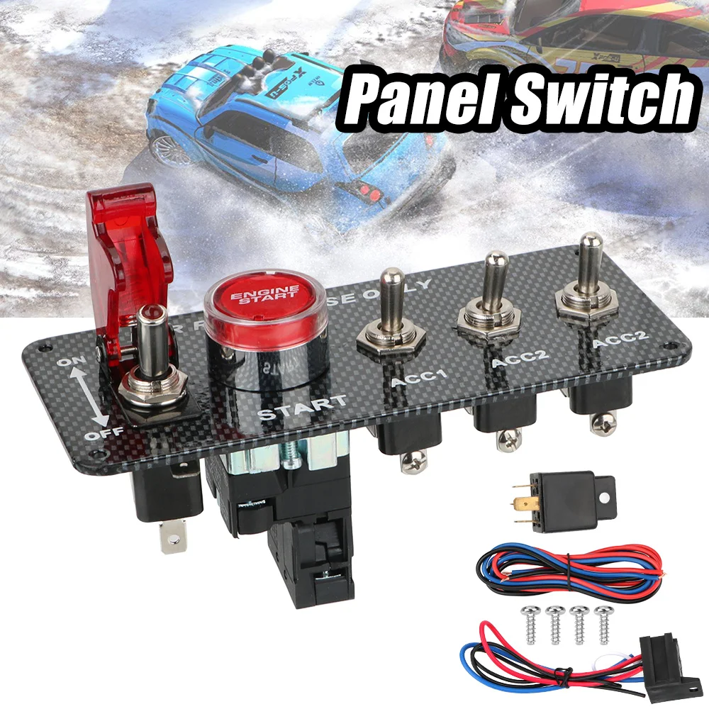 LED Kippschalter Autozubehör 12V LED Zündschalter Panel für Rennwagen Motor Start Druckknopf Image