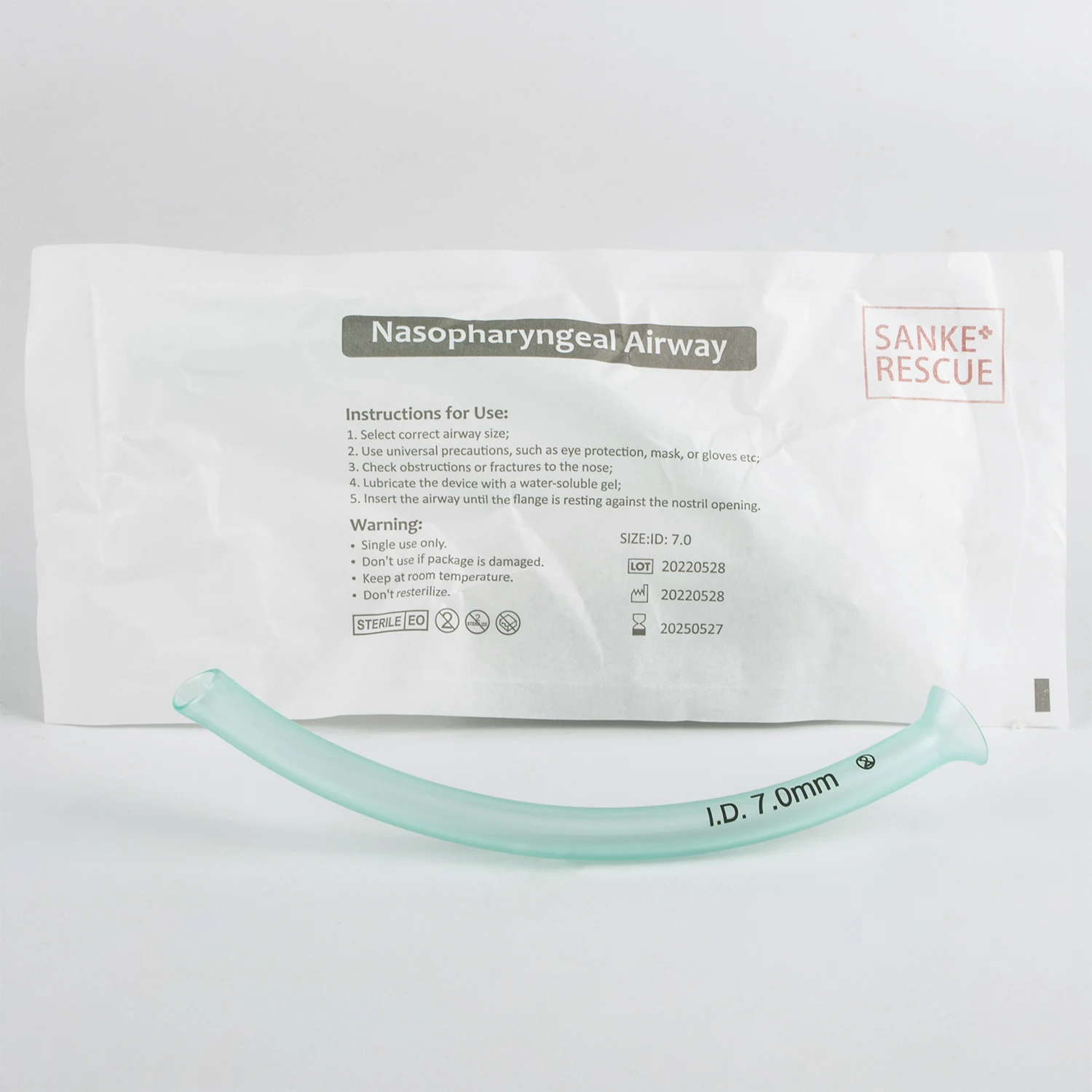 28fr Sanke Nasopharyngeal Airways Nasal Airway Management Soft PVC Latex kostenlos Erste-Hilfe-Rettung Notfall Nasen rachen Image