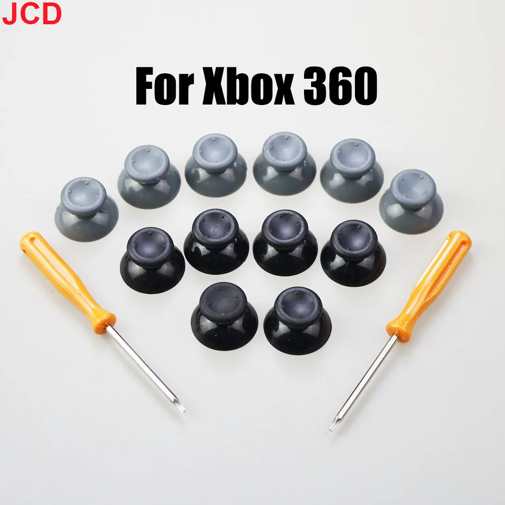 Neue 7 teile/satz schwarz grau 3d analog stick für xbox 360 controller thumbs ticks kappen für x box 360 gamepad reparatur teile mit werkzeug