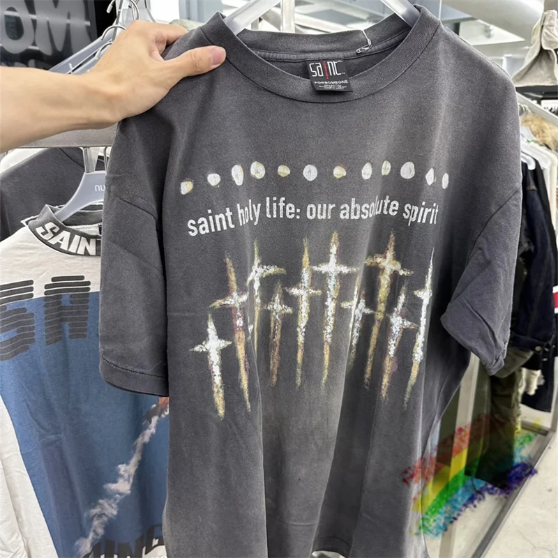SAINT Vintage NIN Neun-Zoll Nagel T Shirt Männer Frauen High Street Oversize Kurzarm T Top