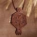 'Hand-Carved Geometric Walnut Wood Pendant Necklace'