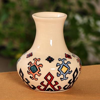 Vibrant Legacy,'Traditional Patterned Colorful Ceramic Mini Vase'