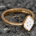 'Polished Painted White 18k Gold-Plated Vishap Cocktail Ring'
