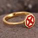 'Polished Geometric Red 18k Gold-Plated Cocktail Ring'