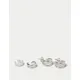 M&S Womens 3 Pack Silver Tone Ear Party, Silver