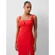 French Connection Womens Crepe Strappy Midi Column Dress - 6 - Red, Red