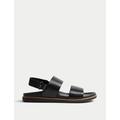 Autograph Mens Leather Two Strap Riptape Sandals - 7 - Black, Black,Brown