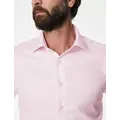 M&S Sartorial Mens Slim Fit Easy Iron Luxury Cotton Textured Shirt - 15 - Pink Mix, Pink Mix