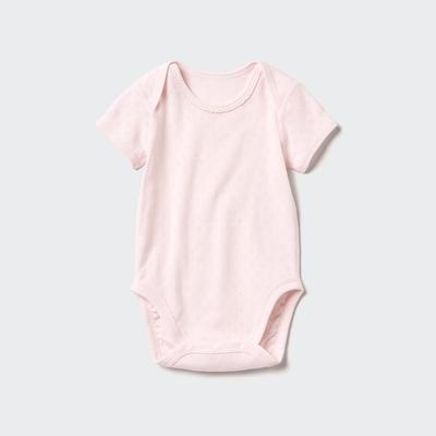 Uniqlo - Newborn's Cotton Pointelle Short Sleeved Bodysuit - Pink - 18-24 Mo