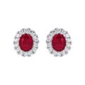 18ct White Gold 0.60ct Ruby Diamond Oval Stud Earrings - White Gold