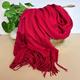 Super Soft Plain Pashmina Tassel Scarf In Berry Red